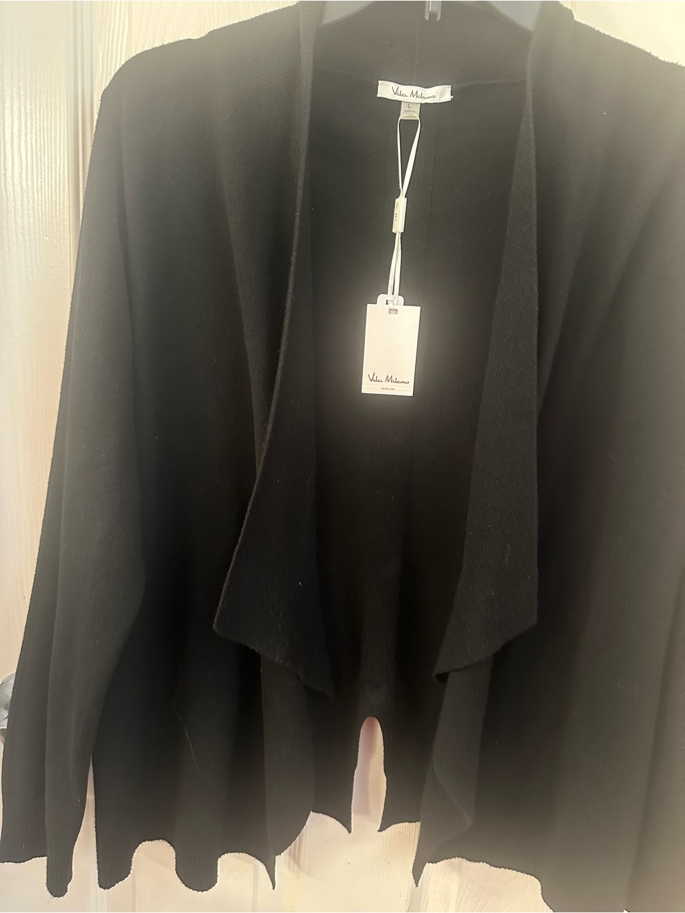 Villa Milano Black Open-Front Knit Cardigan Jacket